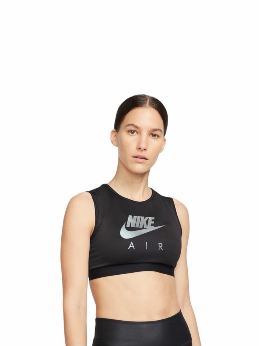 Nike Air Swoosh High Neck Medium Support Sports Bra Black Womens M Dri-FIT